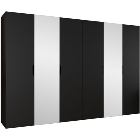 Armoire Hartford 518, Noir, 202x300x50cm, Portes d'armoire: Avec des charnières, Nombre d'étagères: 4 (1/4)