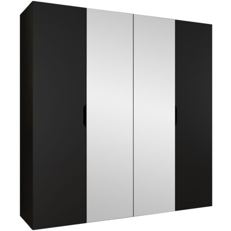 Armoire Hartford 514, Noir, 202x200x50cm, Portes d'armoire: Avec des charnières, Nombre d'étagères: 0 (1/4)