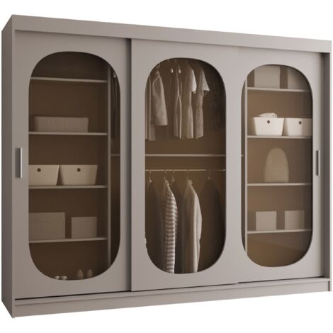 Armoire Hartford 522, Cachemire, 200x250x62cm, Portes d'armoire: Coulissantes, Nombre d'étagères: 5 (1/4)