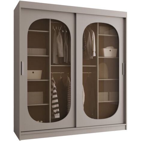 Armoire Hartford 520, Cachemire, 200x180x62cm, Portes d'armoire: Coulissantes, Nombre d'étagères: 9 (1/4)