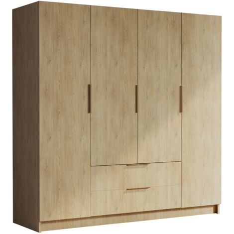 Armoire Closico 202, Chêne, 216x200x60cm, Portes d'armoire: Avec des charnières, Nombre d'étagères: 0 (1/5)