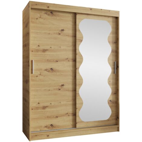 Armoire Hartford 578, Chêne Artisan, 200x150x62cm, Portes d'armoire: Coulissantes, Nombre d'étagères: 5 (1/5)