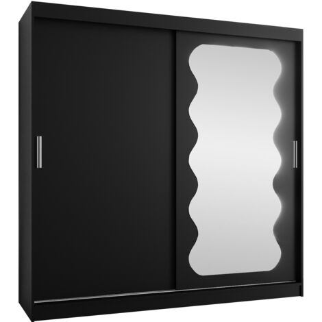 Armoire Hartford 578, Noir, 200x200x62cm, Portes d'armoire: Coulissantes, Nombre d'étagères: 0 (1/5)
