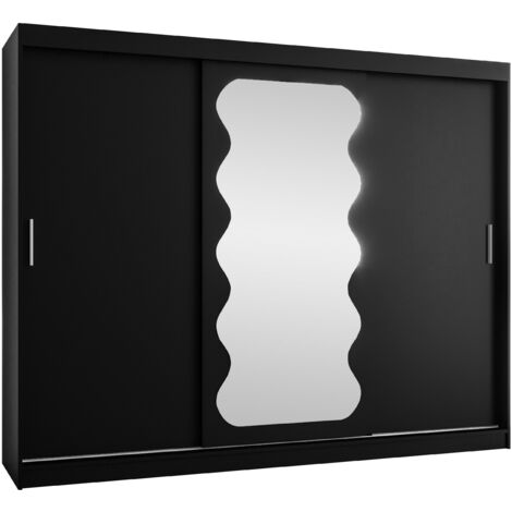 Armoire Hartford 578, Noir, 200x250x62cm, Portes d'armoire: Coulissantes, Nombre d'étagères: 0 (1/5)
