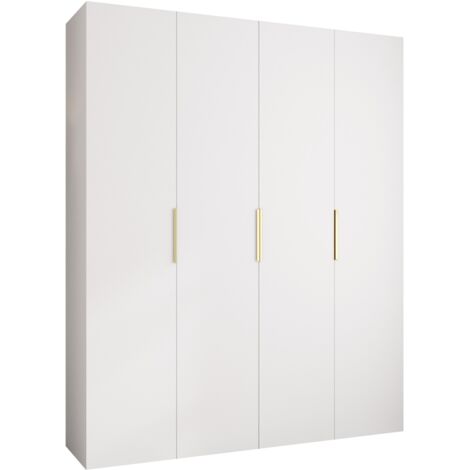 Armoire Hartford 574, Blanc, 246x200x42cm, Portes d'armoire: Avec des charnières, Nombre d'étagères: 12 (1/5)