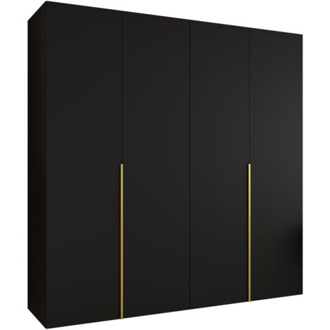 Armoire Hartford 537, Noir, 202x200x52cm, Portes d'armoire: Avec des charnières, Nombre d'étagères: 0 (1/5)
