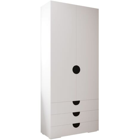 Armoire Hartford 565, Blanc, 237x100x47cm, Portes d'armoire: Avec des charnières, Nombre d'étagères: 0 (1/5)