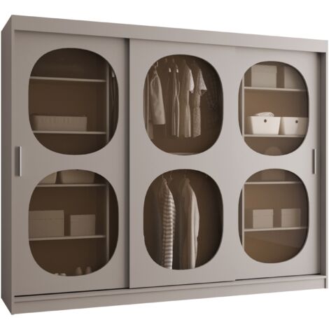 Armoire Hartford 533, Cachemire, 200x250x62cm, Portes d'armoire: Coulissantes, Nombre d'étagères: 5 (1/5)