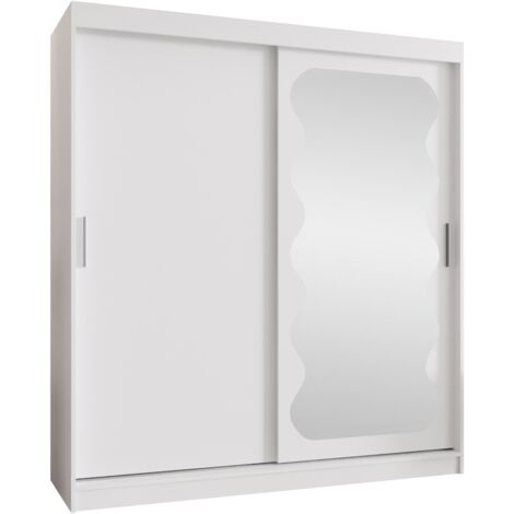 Armoire Hartford 578, Blanc, 200x180x62cm, Portes d'armoire: Coulissantes, Nombre d'étagères: 9 (1/5)