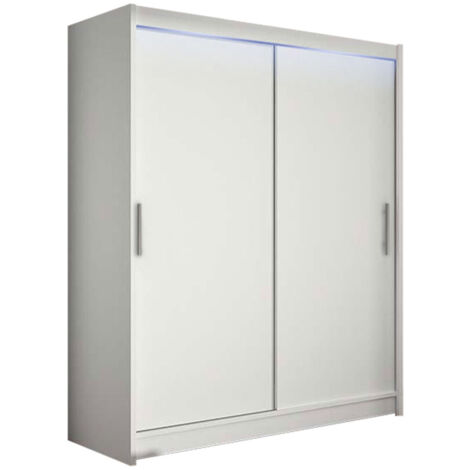 Armoire Closico 103, Blanc, 200x150x58cm, Portes d'armoire: Coulissantes, Nombre d'étagères: 5 (1/5)