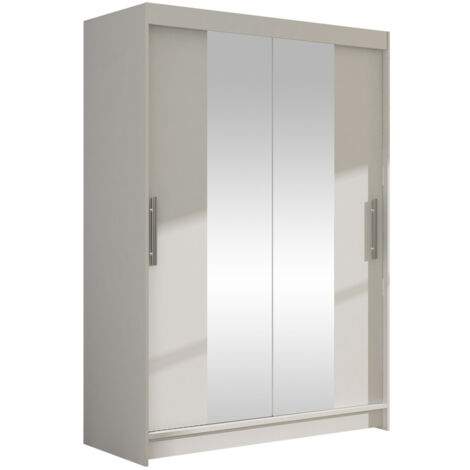 Armoire Closico 133, Blanc, 200x120x58cm, Portes d'armoire: Coulissantes, Nombre d'étagères: 5