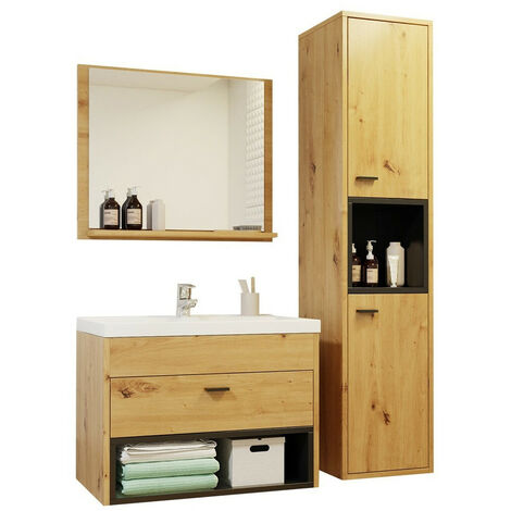 Ensemble de salle de bain Baltesi 100, Chêne Artisan + Noir
