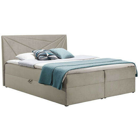 Lit boxspring Pons II, Paros 2, Continental, Double, 140x200, Tissu, Disponible, 144x208x103cm (1/5)