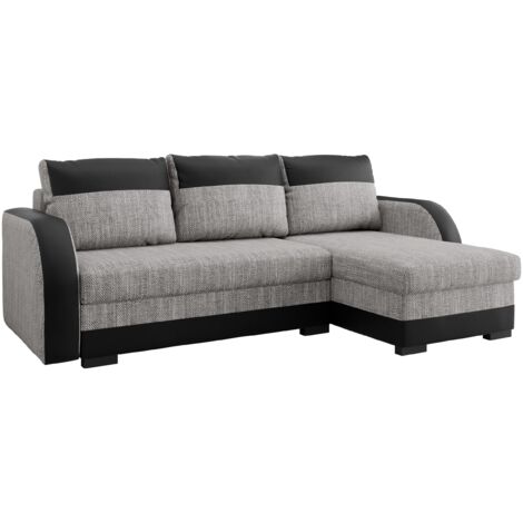 Mobilier1 – Canapé d'angle Columbus 111 – Fonction de couchage – Boîte de literie – Dimensions 230x140x85cm – Faux cuir et tapisserie