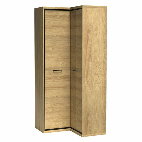 Mobilier1 – Armoire d'angle 197x103x85cm – 2 portes à charnières – 5 étagères – Stratifié et MDF – Fixation murale recommandée