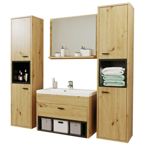 Ensemble de salle de bain Baltesi 101, Chêne Artisan + Noir (1/5)