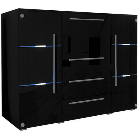 Commode Nashville 101, VI, Avec tiroirs et portes, Nombre de tiroirs: 3, 115x136x39cm, LED