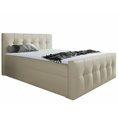 Lit boxspring Scriptum, Soft 033, Continental, Unique, 120x200, Faux cuir, Disponible, 122x226x120cm (1/5)