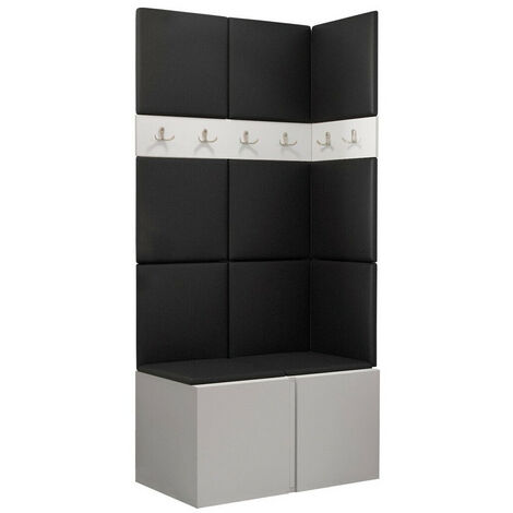 Meuble d'entrée Hartford 264, Blanc, 186x84x46cm, Faux cuir, Tapisserie, À poser, À suspendre