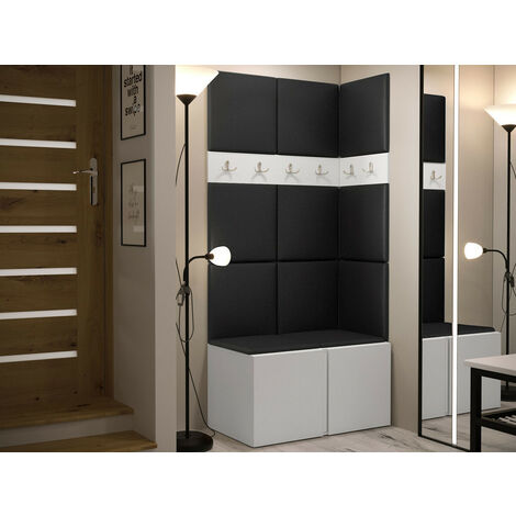 Meuble d'entrée Hartford 264, Blanc, 186x84x46cm, Faux cuir, Tapisserie, À poser, À suspendre