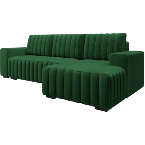 Mirjan24 – Canapé d'angle Columbus – 240x140x85cm – Avec fonction de couchage – Boîte à literie – Pieds en bois – Ressorts Zig Zag – Fabriqué en UE (1/5)