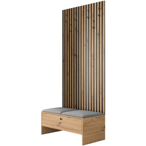 Mobilier1 – Ensemble de meubles d'entrée – Chêne Artisan et Manila 16 – Dimensions 206x85x44 cm – Panneau mural souple absorbant le son