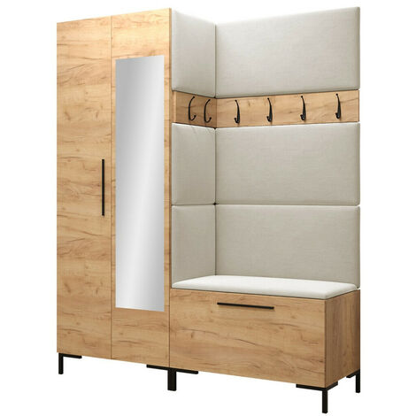 Meuble d'entrée Nomal IX, Manila 02, 196x158x46cm, Disponible, Stratifié, Tissu, Murale, À poser