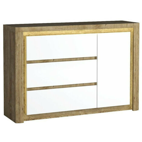 Commode Etrmona 114 , Avec tiroirs et portes, Nombre de tiroirs: 3, 98x144x41cm, LED (1/5)