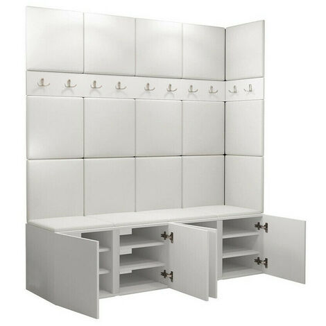 Meuble d'entrée Hartford 265, Chêne Artisan, 186x168x46cm, Stratifié, Faux cuir, À suspendre, À poser