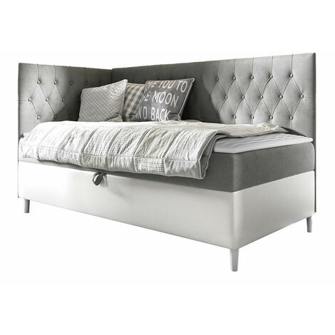 Lit boxspring Lucus III, Soft 017 + Fresh 14, Continental, Unique, 80x200, Tissu, Faux cuir, Disponible, 88x208x115cm (1/5)
