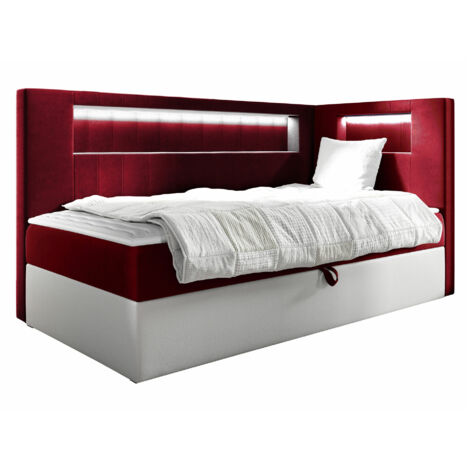 Lit boxspring Lucus VIII, Soft 017 + Fresh 8, Continental, Unique, 100x200, Tissu, Faux cuir, Disponible, 112x212x104cm, LED: Disponible (1/5)