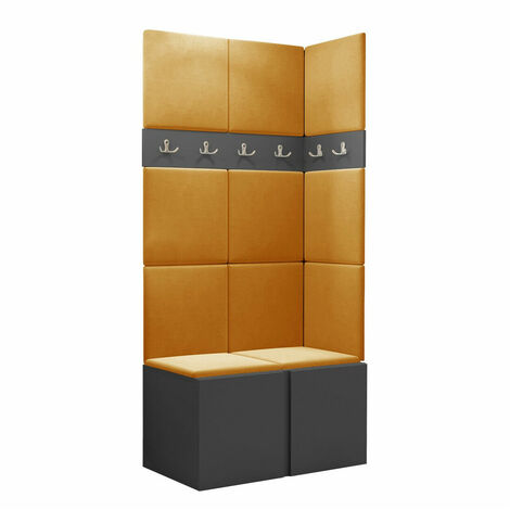 Meuble d'entrée Pinis I, Graphite, 186x84x46cm, Tissu, Stratifié, Murale, À poser (1/5)