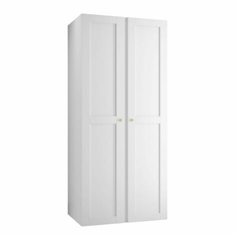Armoire Hartford 394, Blanc, 186x74x44cm, Portes d'armoire: Avec des charnières, Nombre d'étagères: 2 (1/4)
