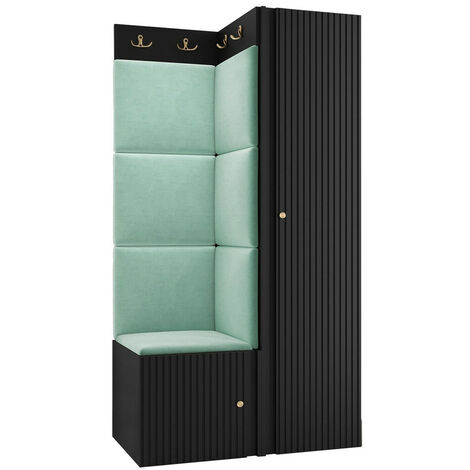 Meuble d'entrée Hartford 390, Manila 11, 186x82x46cm, MDF, Stratifié, Tissu, Murale, À poser