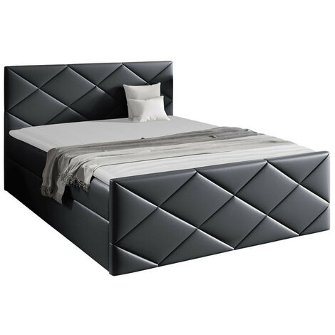 Lit boxspring Mons, Soft 032, Continental, Double, 140x200, Faux cuir, Disponible, 144x213x103cm (1/5)