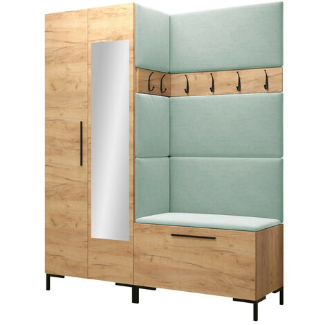 Meuble d'entrée Nomal IX, Manila 11, 196x158x46cm, Disponible, Tissu, Stratifié, Murale, À poser