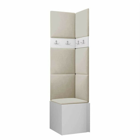 Meuble d'entrée Pinis XXI, Blanc, 186x42x46cm, Tissu, Stratifié, À poser, Murale