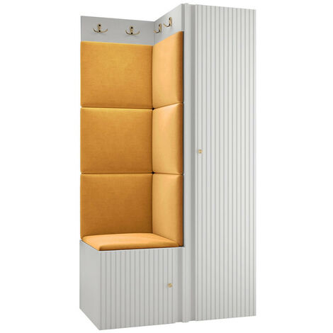 Meuble d'entrée Hartford 390, Manila 32, 186x82x46cm, MDF, Stratifié, Tissu, Murale, À poser