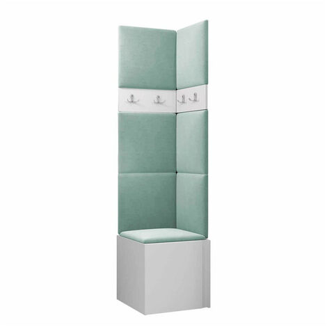 Meuble d'entrée Pinis XXI, Blanc, 186x42x46cm, Stratifié, Tissu, Murale, À poser