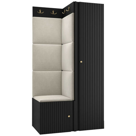 Meuble d'entrée Hartford 390, Manila 02, 186x82x46cm, Tapisserie, MDF, Stratifié, À poser, À suspendre
