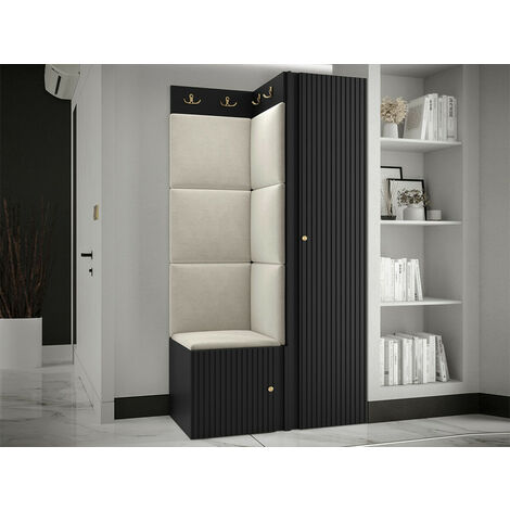 Meuble d'entrée Hartford 390, Manila 02, 186x82x46cm, Tapisserie, MDF, Stratifié, À poser, À suspendre
