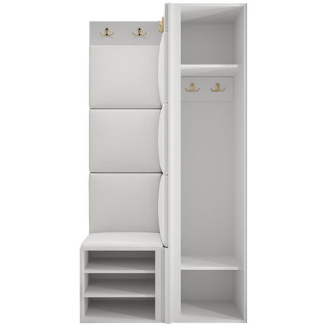 Meuble d'entrée Hartford 390, Manila 02, 186x82x46cm, Tapisserie, MDF, Stratifié, À poser, À suspendre