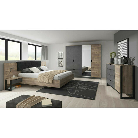 Lit Kingston D121 , Double, 160x200, Stratifié, 164x208x103cm