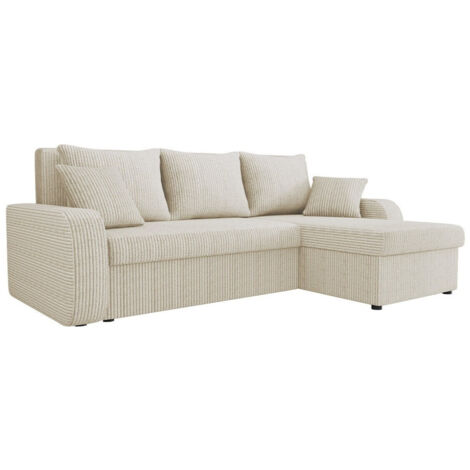 Mobilier1 – Canapé d'angle avec fonction de couchage – Boîte de literie – Dimensions 238x147x80cm – Tapisserie en velours – Mécanisme Eurobook