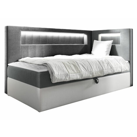 Lit boxspring Lucus VIII, Soft 017 + Fresh 14, Continental, Unique, 80x200, Tissu, Faux cuir, Disponible, 92x212x104cm, LED: Disponible (1/5)