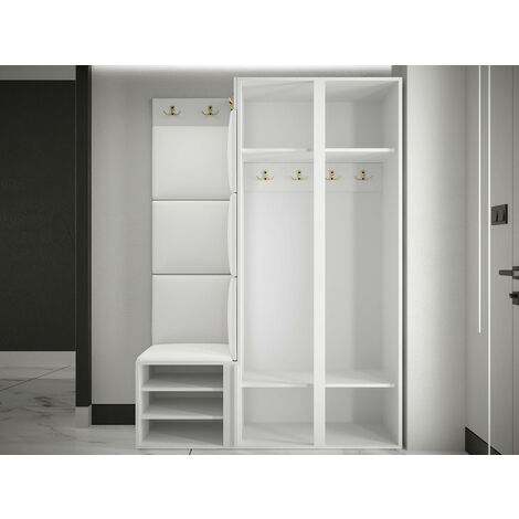 Meuble d'entrée Hartford 379, Noir, 186x116x46cm, Tapisserie, MDF, Stratifié, À poser, À suspendre