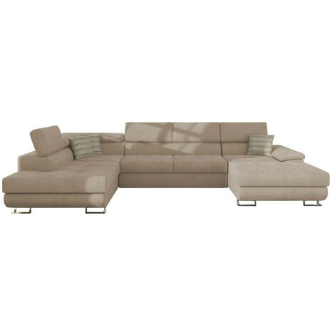 Mobilier1 – Canapé d'angle en velours Uttario 2979 et Sénégal 825 – Fonction couchage – Boîte de literie – Dimensions 345x202x71cm (1/5)