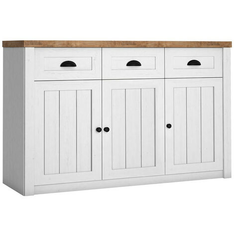 Commode Ferdore 101 , Avec tiroirs et portes, Nombre de tiroirs: 3, 87x130x43cm (1/3)
