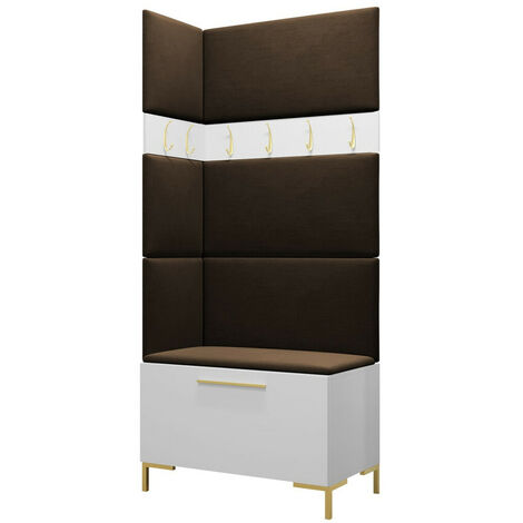 Meuble d'entrée Tivsoa 103, Blanc, 196x84x46cm, Tapisserie, Stratifié, À suspendre, À poser