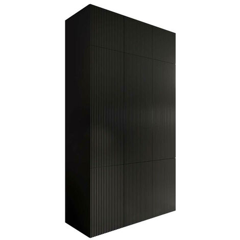 Armoire Charlotte H114, Noir, 244x135x56cm, Portes d'armoire: Avec des charnières, Nombre d'étagères: 0 (1/4)